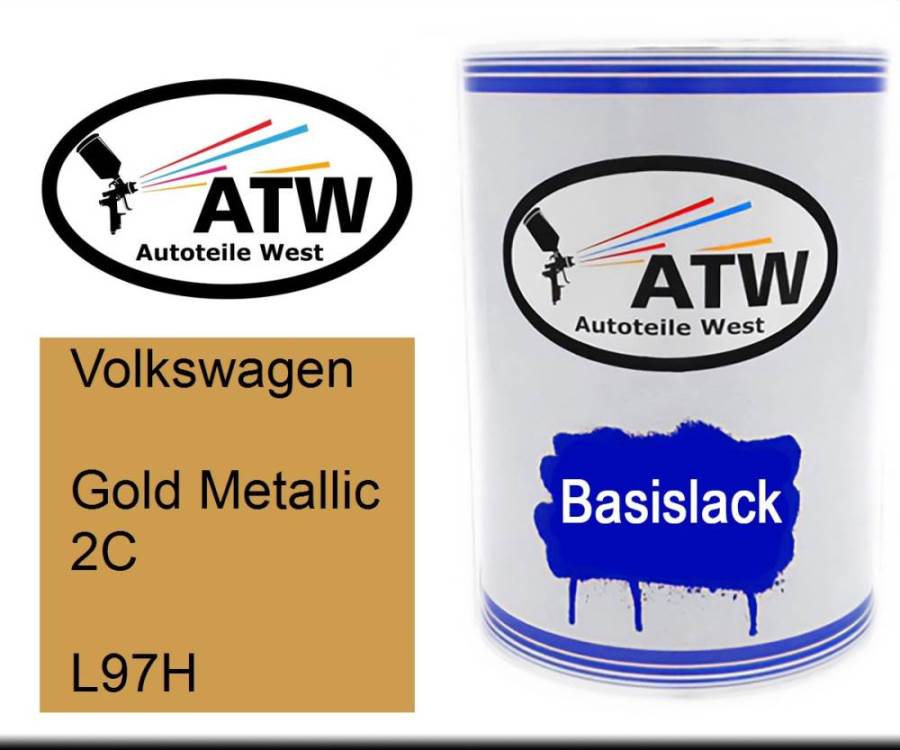 Volkswagen, Gold Metallic 2C, L97H: 500ml Lackdose, von ATW Autoteile West.